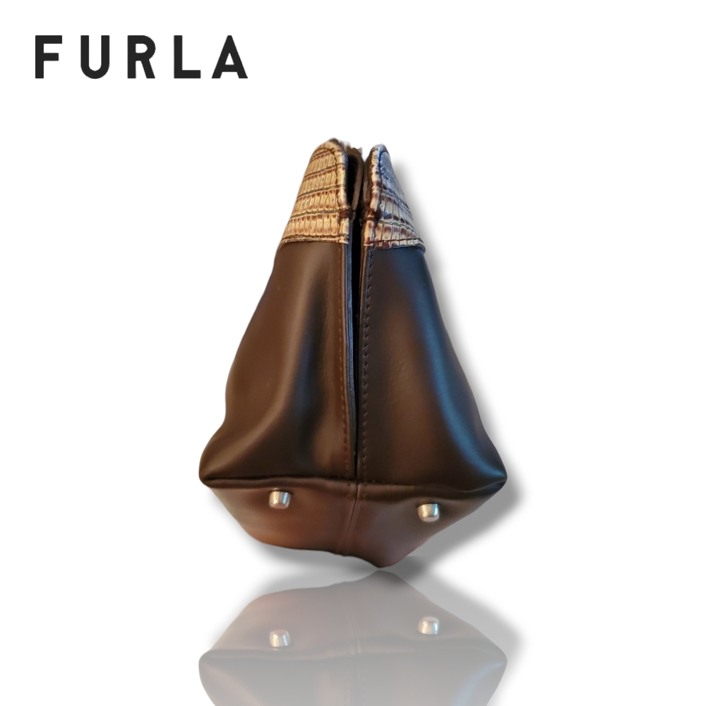Furla Vintage Two-Tone Lizard Leather Y2K Handbag - Picture 9 of 16